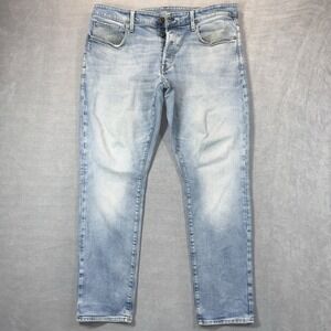 G-STAR Raw 3301 Straight Tapered Jeans Men 36x32 Light Wash‎ Distressed Worn